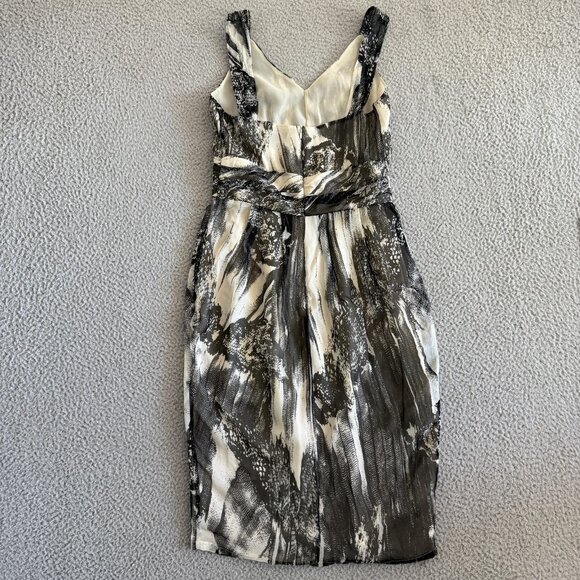 Tara Jarmon Silk Dress Ruffle Gathered Cream Black Designer - Picture 9 of 10